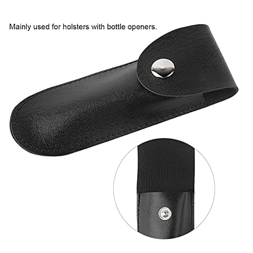 Black Leather Wine Bottle Opener Case with Foil Cutter