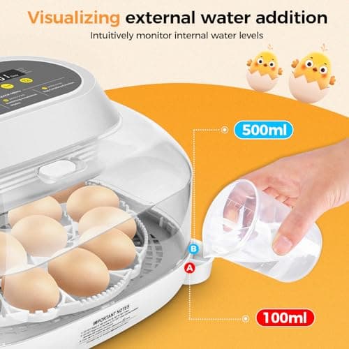 Sailnovo 24 Egg Incubators with Automatic Turning & Humidity Display - Grey