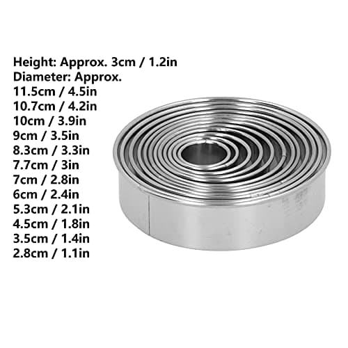 Stainless Steel 12PC Circle Punching Cutting Tools for Dough & Clay