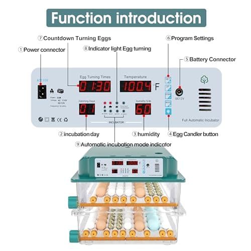 120 Egg Incubator with Automatic Turning, Humidity Control & Candler for Chicken & Duck Eggs