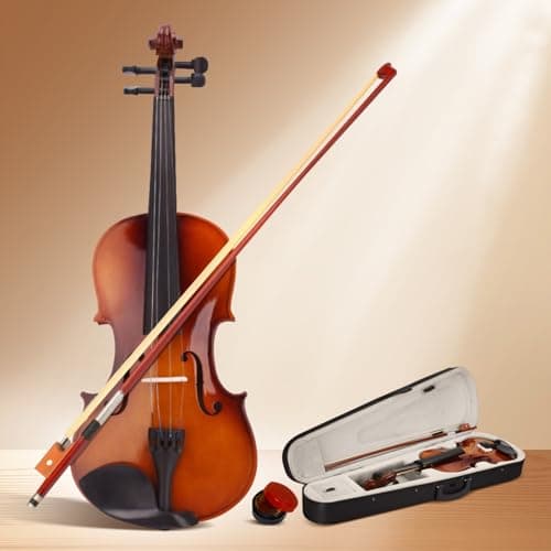 Beginner Violin Kit with Case, Bow, Rosin - Natural Finish
