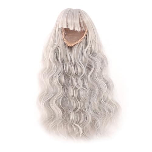 Zerodis Silver Doll Wig, Long Deep Curly Hair for Doll Making Supplies