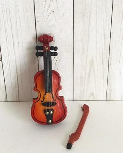 1/12 Scale Miniature Violin & Bow Set for Dollhouse Decoration DIY