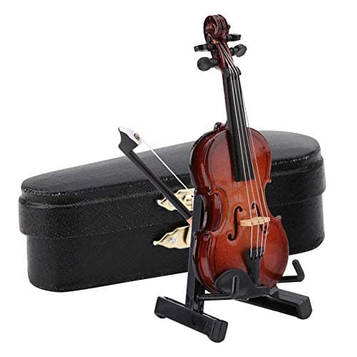 Mini Wooden Violin Model with Bow and Stand - Decor for Home and Office, Perfect Birthday and Christmas Gift