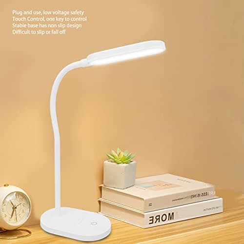 Adjustable Neck LED Desk Lamp for Bedroom with USB Touch Control 5000K White Light