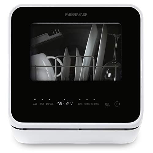 Farberware Portable Countertop Dishwasher - 5-Program, 5-Liter Tank for Home, RV, and More — Black/White Original