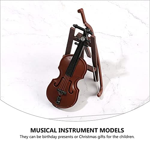 Miniature Violin Model Set for Dollhouse Decoration