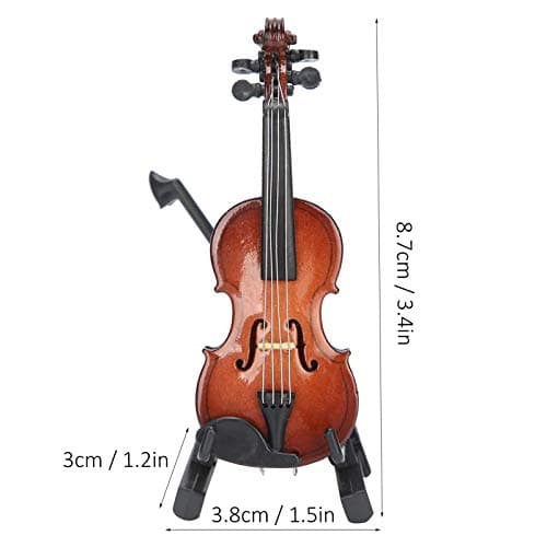 Mini Wooden Violin Model with Stand & Decor Ornaments
