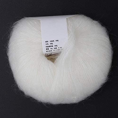 Popular White Mohair Angora Wool Yarn for DIY Crochet Weave
