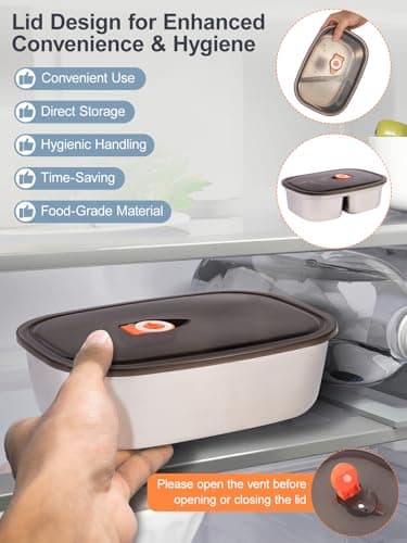 Gary Black 80W Electric Heated Lunch Box, Dual Compartment 12V/24V/110V Food Warmer with Utensils and Insulated Bag