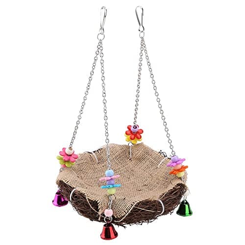 Rattan Nest Bird Hanging Nest Toy for Parakeets Cockatiels(L)