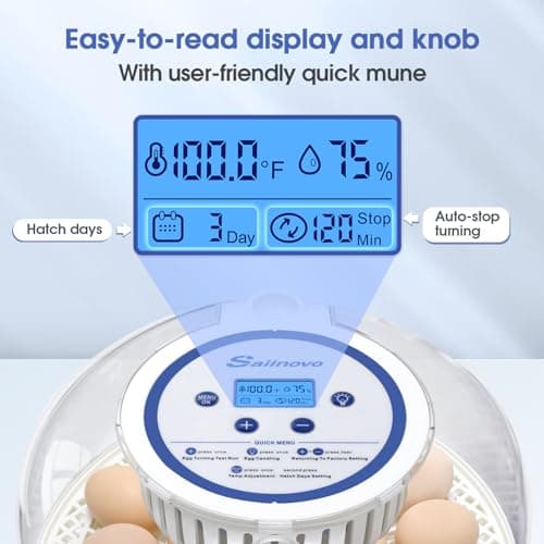 Sailnovo Automatic Egg Incubator with Turning, Humidity Display & Candler (Blue)