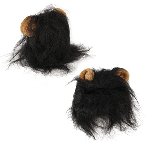 Black Hooded Fluffy Ears Pet Toy for Cosplay Cat Mane Wig