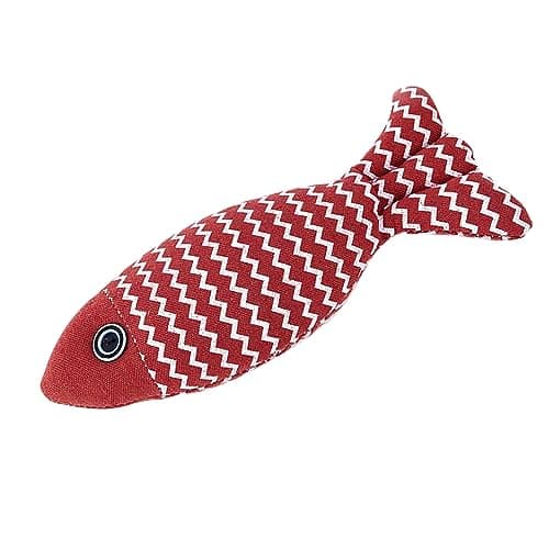 Interactive Bite-Resistant Cat Toy: Cotton Rope Simulation Fish with Fun Design — Red