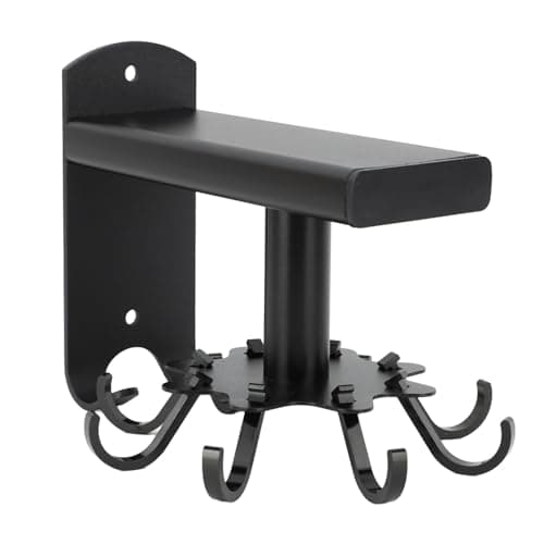 8-Hook Rotating Kitchen Utensil Organizer Wall Mount Rack — Black