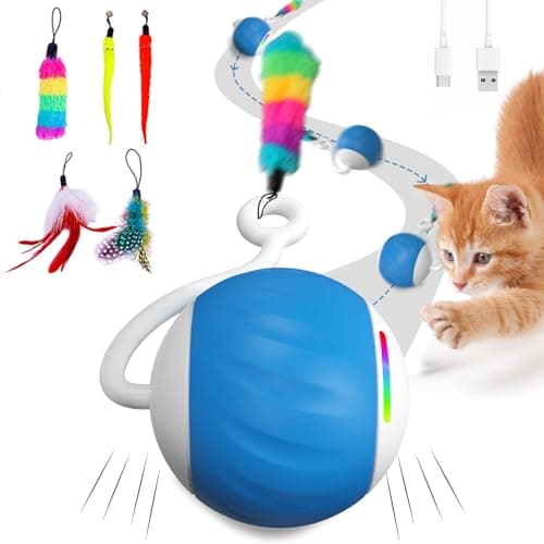 Interactive Cat Toy for Indoor Cats: DIY Moving Cat Ball Toy with LED Lights — Blue
