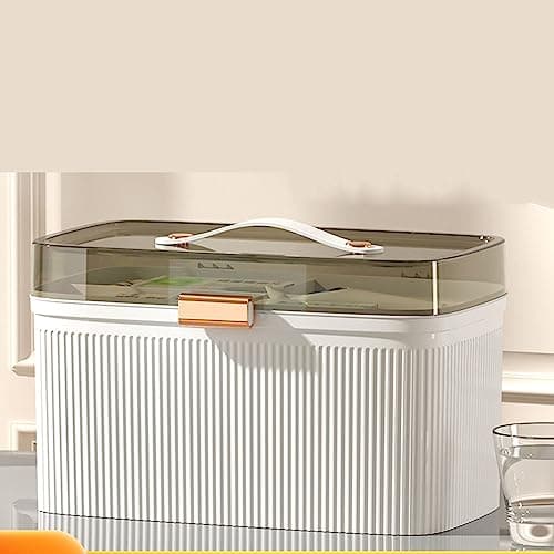 Zerodis Portable Medicine Box for Family First Aid, Double Layer with Security Lock