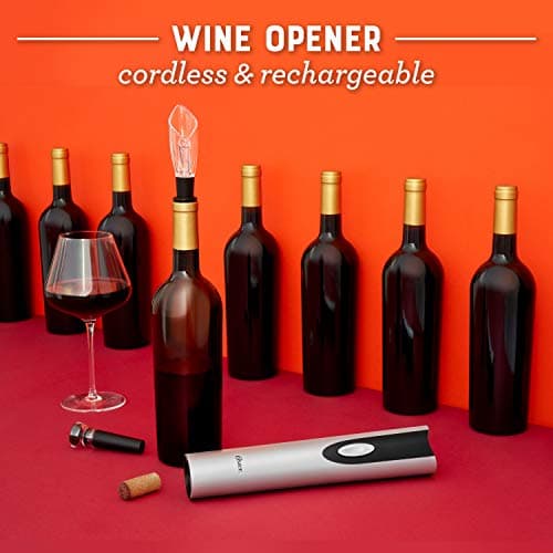 Oster Black Electric Wine Opener Set: Corkscrew, Foil Cutter, Pourer, and Vacuum Stoppers