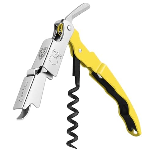 CORKAS Professional Waiter Corkscrew, Heavy Duty Foil Cutter, Red — Yellow