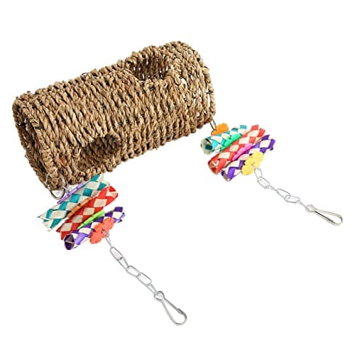Durability and Fun: Hooked Bird Grass Woven Swing for Parrots and Parakeets