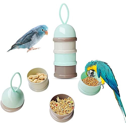 Portable Bird Water Cup No Mess Feeding Box for Parrots Cage Birds