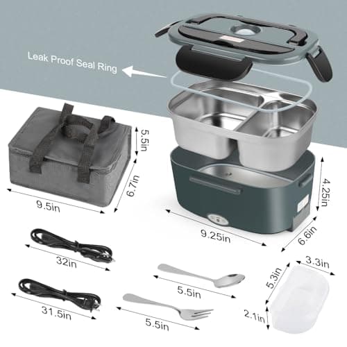 12/24/110V 1.5L 80W Fast Portable Truck/Car Lunch Warmer with Compartments