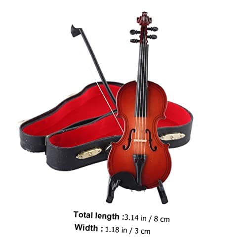 ErgoGO Mini Violin Model Decorative Musical Instrument with Stand & Faux Case