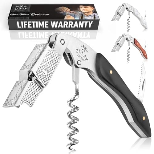 Zulay Premium 420 Stainless Steel & Rosewood Wine Opener with Foil Cutter — Ebony Wood