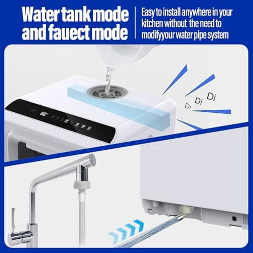 Portable Countertop Dishwasher with 5L Water Tank, 6 Programs - No Hookup Needed (Apartment/Dorm/Motorhome)