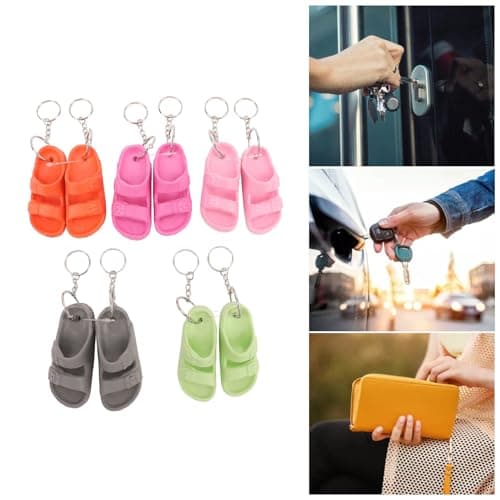 Zerodis Mini Sandal Keychains, 5 Pairs Flip Flop Key Rings for Handbags & Purses