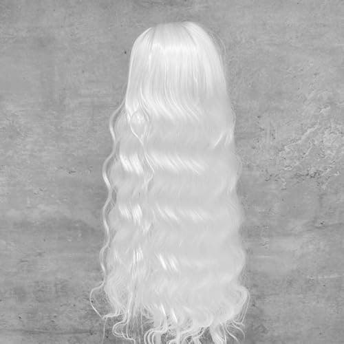 Zerodis 7.3-8.3in Curly Doll Hair Wig for Making Supplies (White)