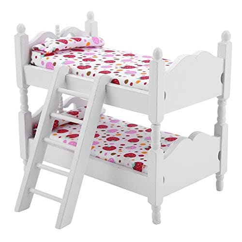 1:12 Scale Strawberry Dollhouse Furniture - Double Bunk Bed Decor