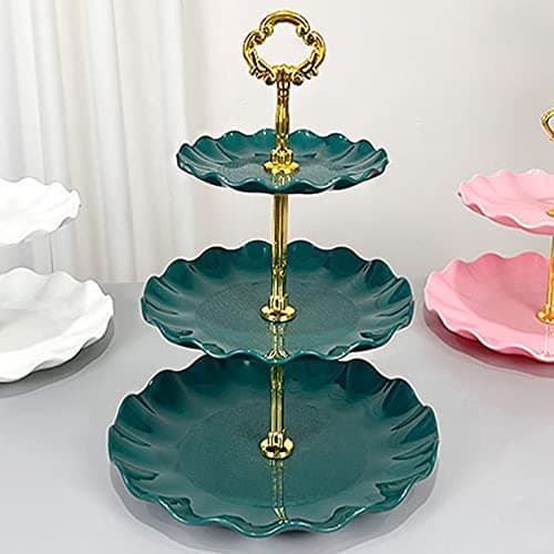 Dark Green 3-Tier Dessert Cake Stand for Tea Party, Wedding, and Birthday