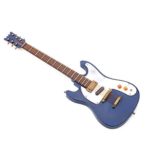 Zerodis Mini Wooden Electric Guitar Model with Display Stand for Dollhouses and Home Decor