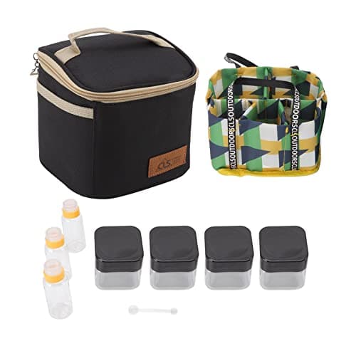 Zerodis Travel Kit: 7 Portable Seasoning Boxes for Camping & BBQ — Black
