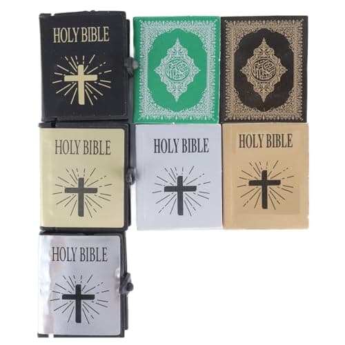 Zerodis Miniature Bible Set: 1:12 Scale Dollhouse Accessories (Includes 5 Bibles + 2 Qurans)