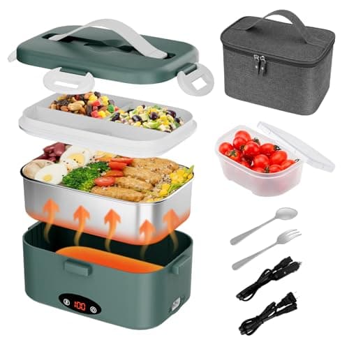 12V/24V/110V Fast Heating 1.8L Portable Lunch Warmer with 3 Temp Levels, Green