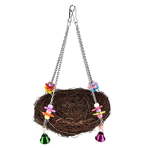 Lovebird Parrot Cage Seagrass Tent Hanging Swing Toy Bird Straw Shelter