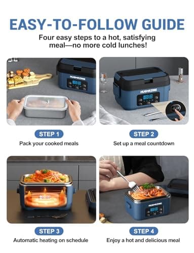 Battery-Powered Heated Lunch Box for Adults - Portable Self-Heating Food Warmer with Stainless Steel Container