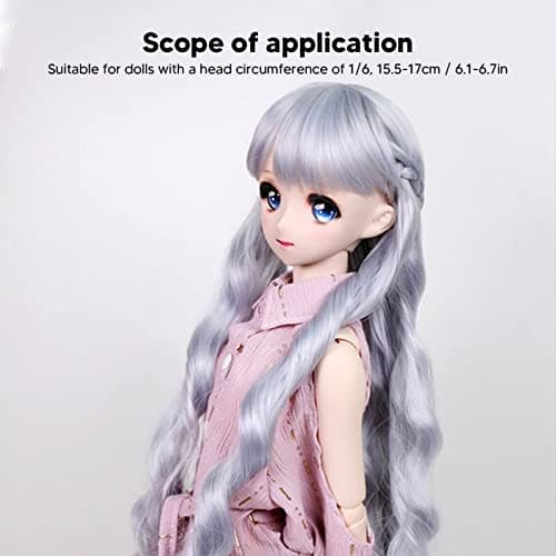 High Temperature Synthetic Blue Long Curly Wig for Dolls (6.1-6.7in Head)