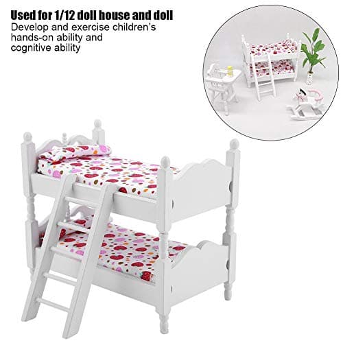 1:12 Scale Strawberry Dollhouse Furniture - Double Bunk Bed Decor