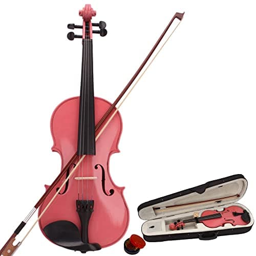 Ktaxon Full Size Acoustic Violin Kit with Case, Bow, and Rosin for Beginner Students — Pink