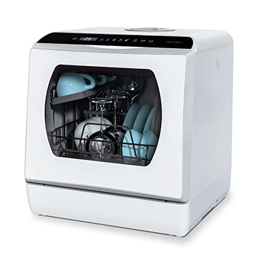Hermitlux Portable 5-Liter Water Tank Glass Door Dishwasher, 5 Programs