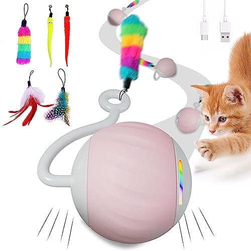 Interactive Cat Toy for Indoor Cats: DIY Moving Cat Ball Toy with LED Lights — pink