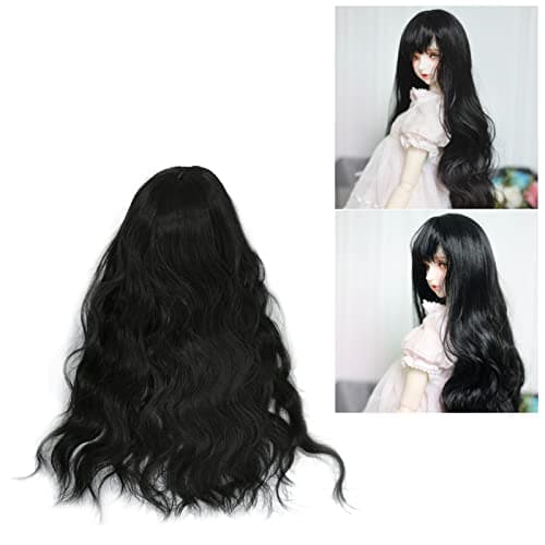 Breathable Mesh Curly Wig with Bangs for 1/6 Joint Doll (Black)