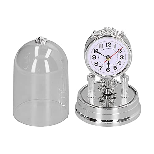 European Rotating Desk Clock with Bell Jar for Living Room & Office