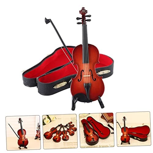 ErgoGO Mini Violin Model Decorative Musical Instrument with Stand & Faux Case