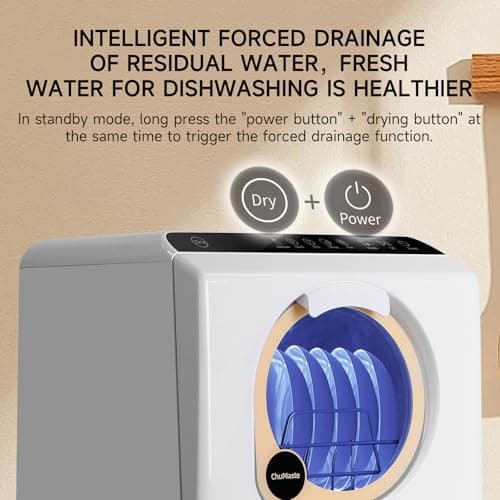 Compact & Portable Countertop Dishwasher with Water Tank, Air Drying & LED Light