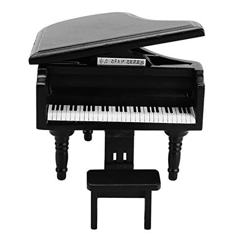 1:12 Black Grand Piano Dollhouse Ornament Stool Accessories