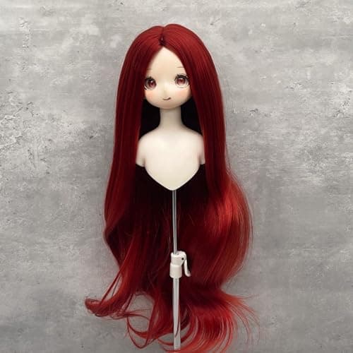 Lifelike Scalp Red Silk Wigs for 1/6 Ball Jointed Dolls (Bright Color, Optimal Curls)